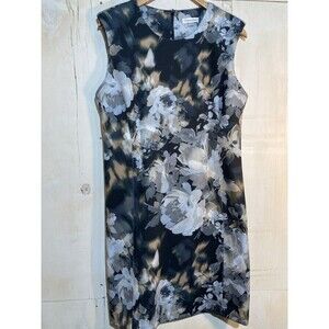 Calvin Klein Scuba Floral-Print Sheath Dress Multi Floral Sz 14 $134 Career